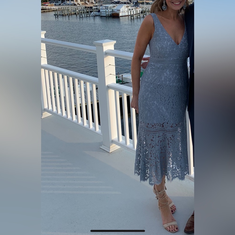 Bardot lace midi dress